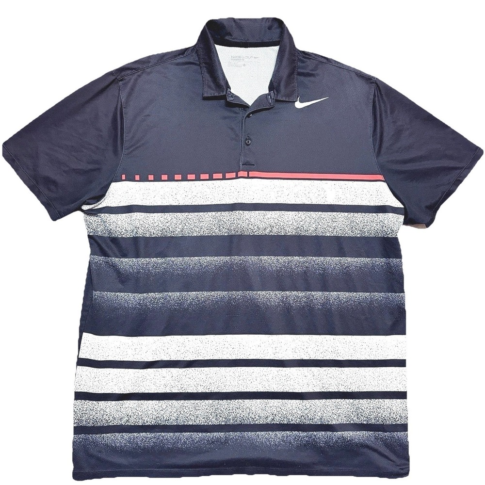 Nike Polo Shirt Dri-Fit Golf Tour Black Stripe Contrast Stretch Men's Size XL
